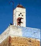 This extremely old Moroccan woman was tired of waiting for the local government to repair the mosque minaret so she saved up money, went up the minaret and painted it all by herself.